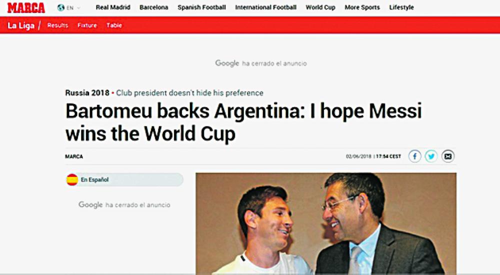 رئيس برشلونة يتجاهل منتخب بلاده من أجل ميسي