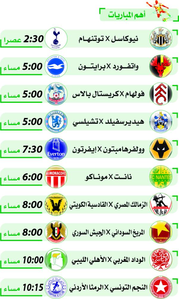 شاشة الميدان ليوم السبت 11-9