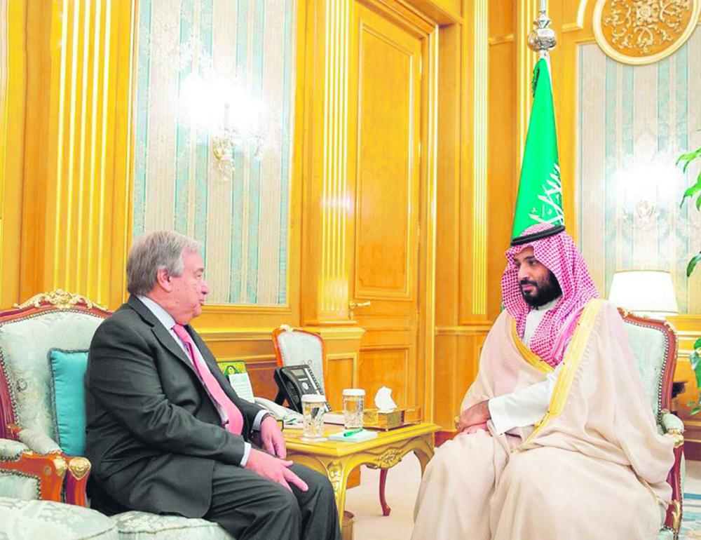ولي العهد يلتقي الأمين العام للأمم المتحدة