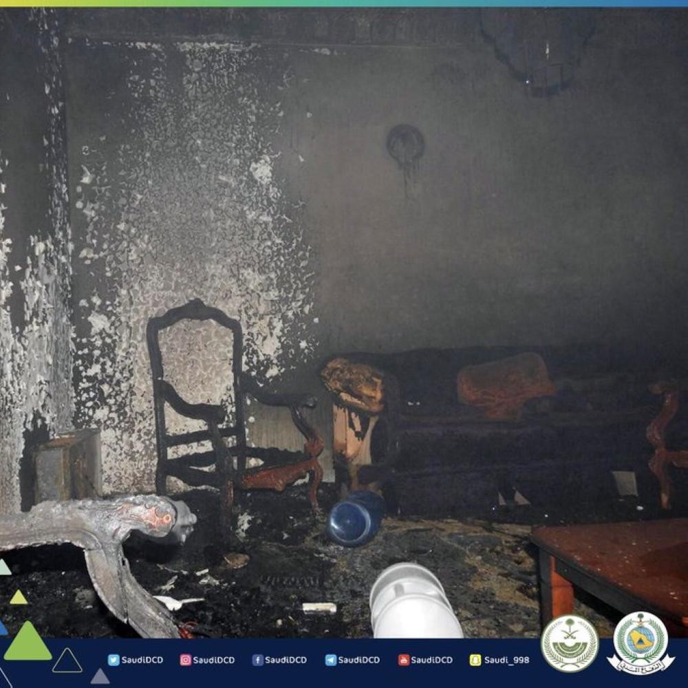 إصابة طفل في حريق شقة بحائل