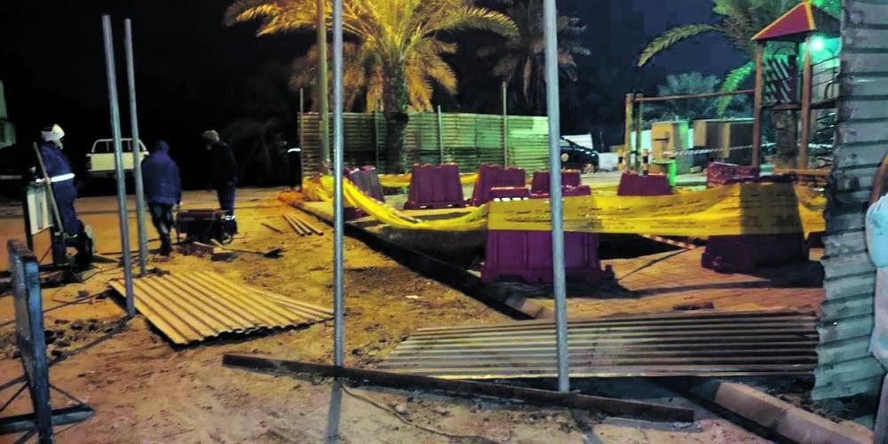 معالجة موقع «الهبوط الأرضي» بالقديح