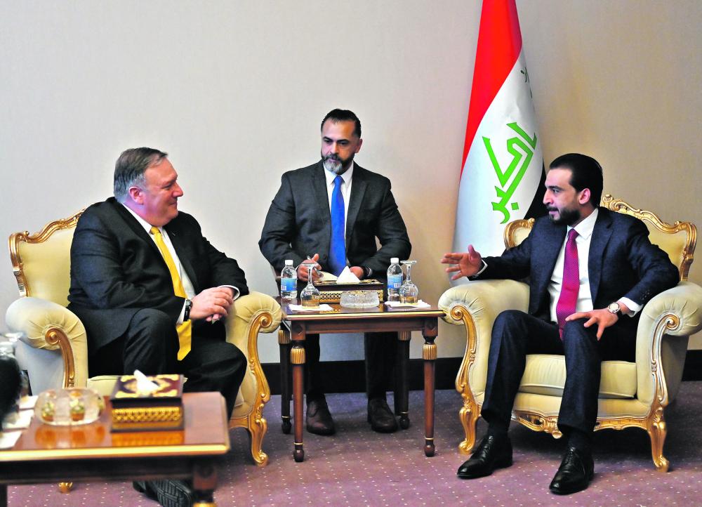 بومبيو يلتقي برئيس البرلمان العراقي في بغداد