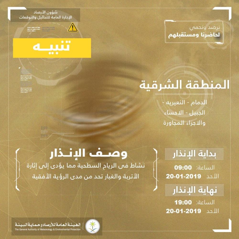 تعرف على حالة طقس اليوم في الشرقية