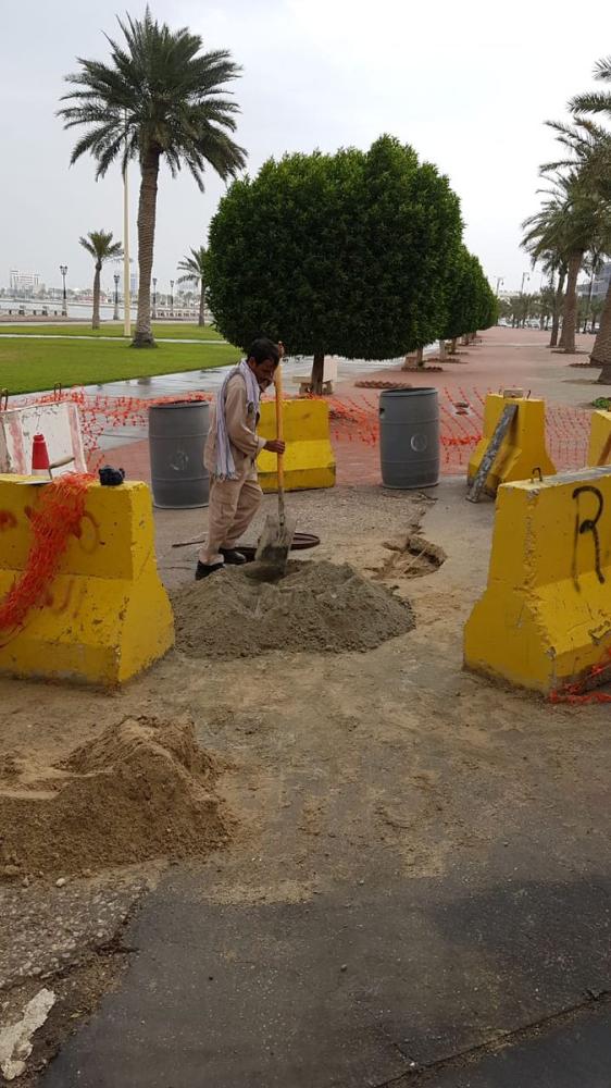معالجة هبوط أرضى فى كورنيش الدمام