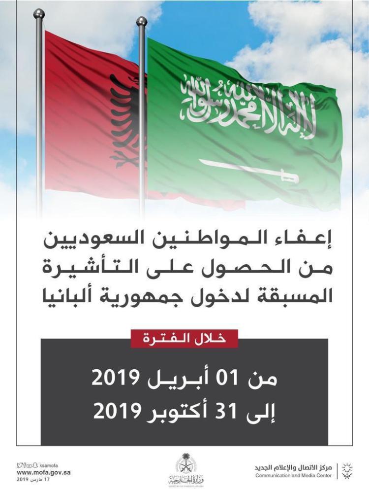 ألبانيا تعفي مواطني المملكة من التأشيرة المسبقة