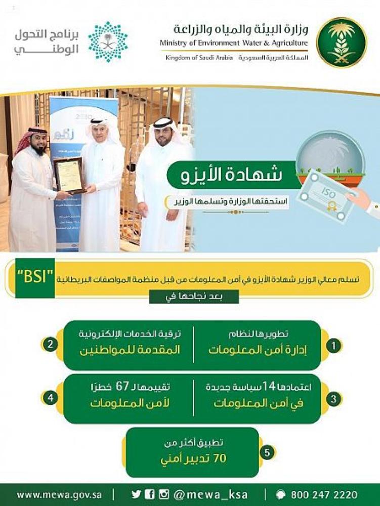 'البيئة' تحقّق 'الأيزو' في حماية وأمن المعلومات