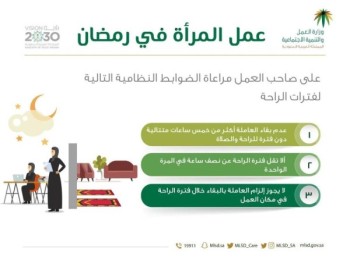  «العمل» تحدد 3 ضوابط لراحة المرأة العاملة