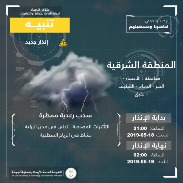 5 ساعات من الأمطار والرياح على الشرقية