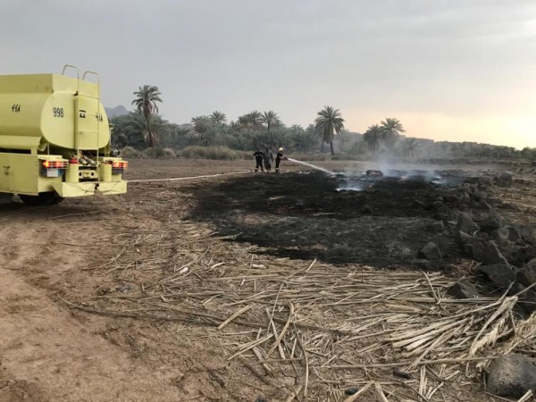 لا إصابات.. السيطرة على حريق في النخيل بخيبر