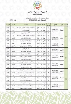 إعلان جدول دوري المحترفين