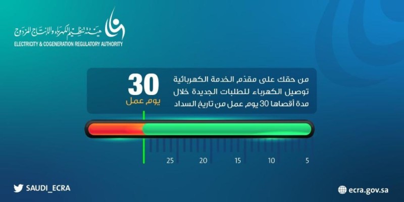 «تنظيم الكهرباء» : إيصال الخدمة للطلبات الجديدة خلال ٣٠ يومًا