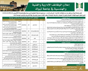 وظائف شاغرة للجنسين في جامعة تبوك