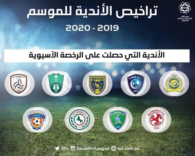 «التراخيص» تمنح «الآسيوية» لـ 9 أندية