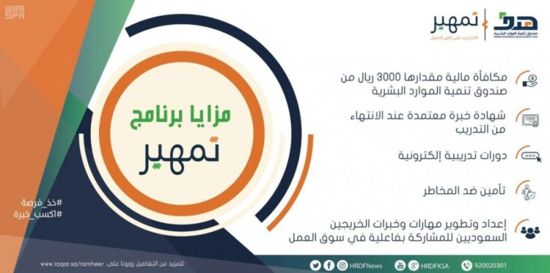 «هدف» يودع 10 ملايين ريال مكافأة متدربي «تمهير»