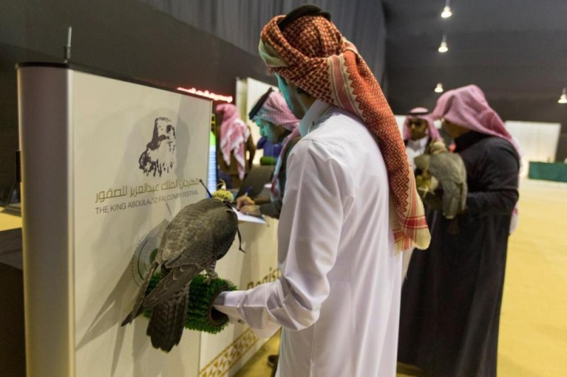 تسجيل المشاركين فى مهرجان الصقور بالرياض وبريدة
