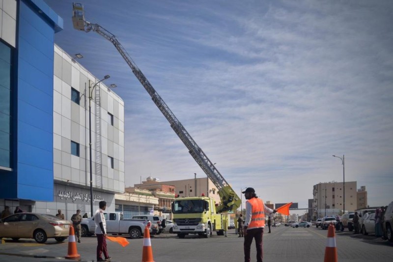 فرضية حريق في المركز الطبي الجديد بحائل
