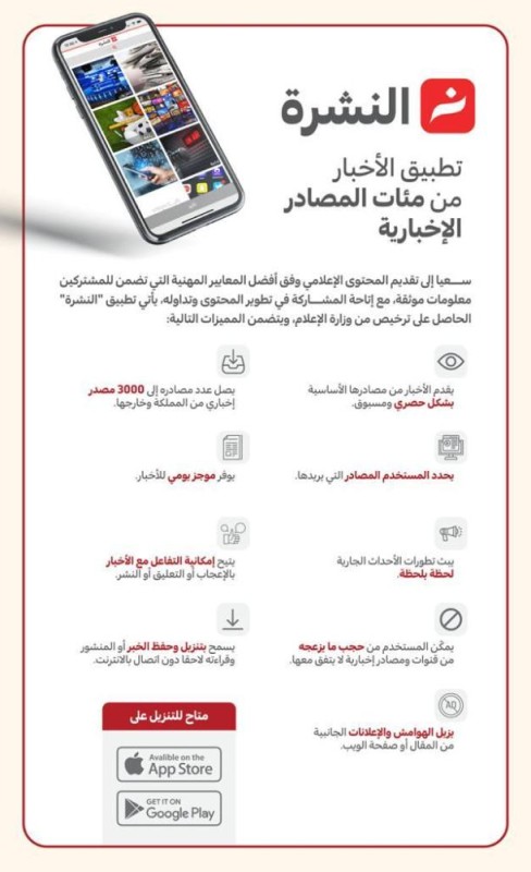 إطلاق 'النشرة' .. أول تطبيق إخباري سعودي مرخص 