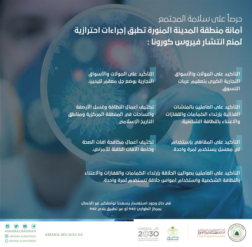 إجراءات احترازية بالمدينة المنورة للوقاية من كورونا