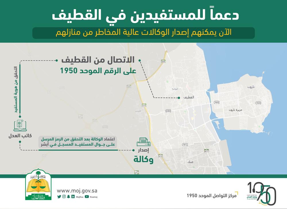 'العدل': إصدار جميع أنواع الوكالات هاتفياً لأهالي القطيف