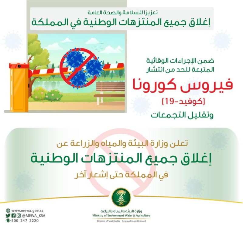 إغلاق جميع المنتزهات حتى إشعار آخر