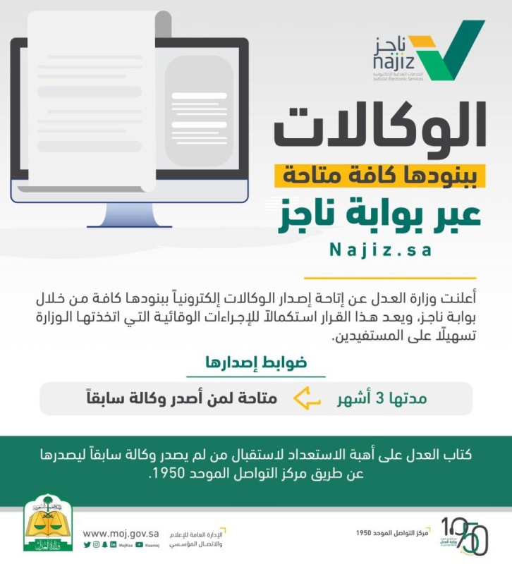 «العدل» تُصدر 2288 وكالة عن بُعد خلال 24 ساعة