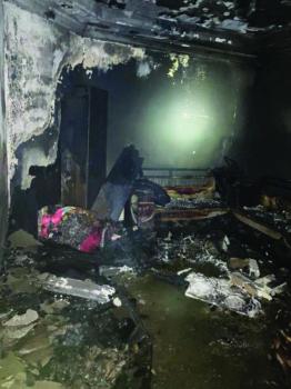 حريق يجلي 48 شخصا في حي «أحد»
