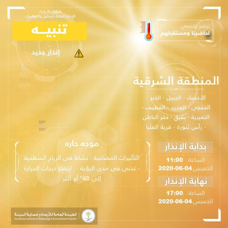 ارتفاع حرارة الشرقية اليوم.. والأرصاد تحذر