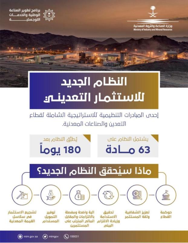 «الخريف»: «الاستثمار التعديني» يهدف لتطوير الصناعة الوطنية