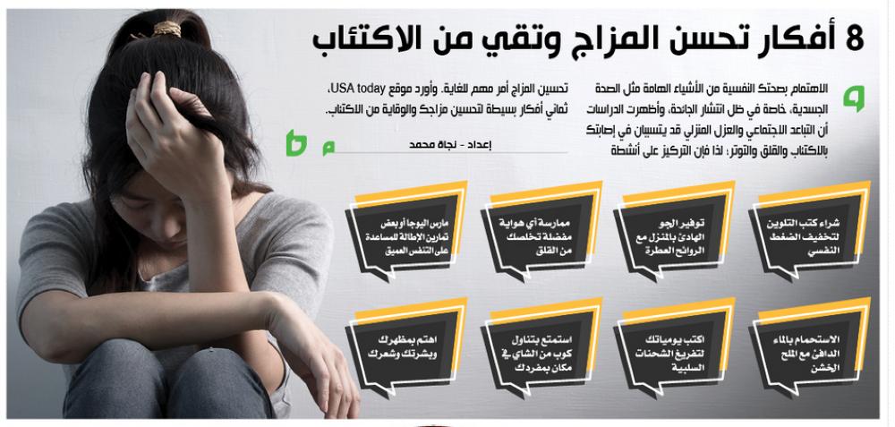 8 أفكار تحسن المزاج وتقي من الاكتئاب