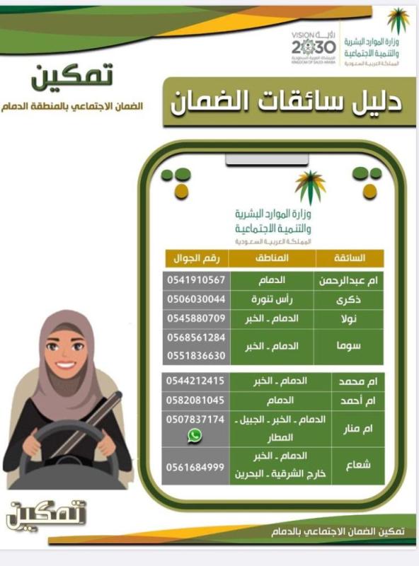 إطلاق مشروع تمكين سائقات الضمان بالدمام