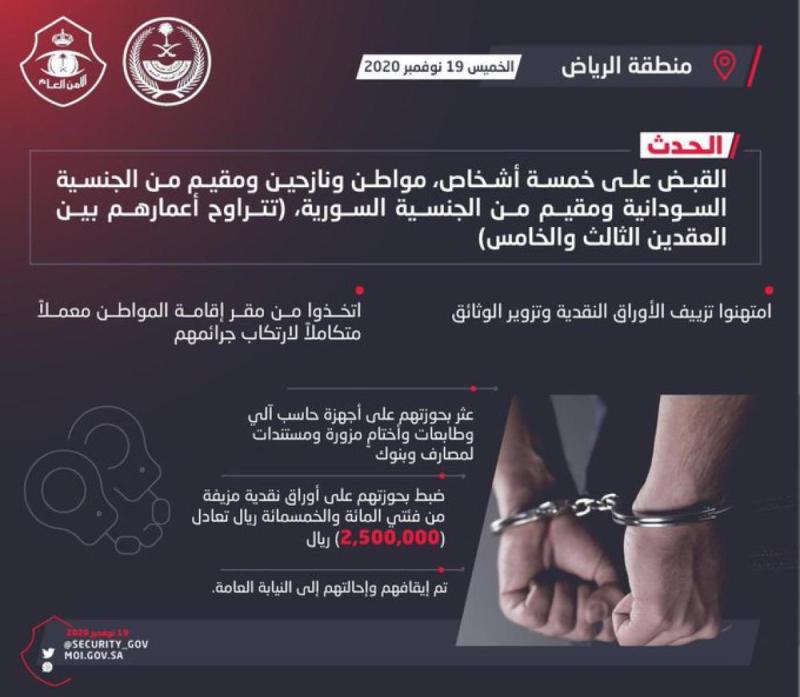سقوط عصابة تزييف العملات النقدية بالرياض