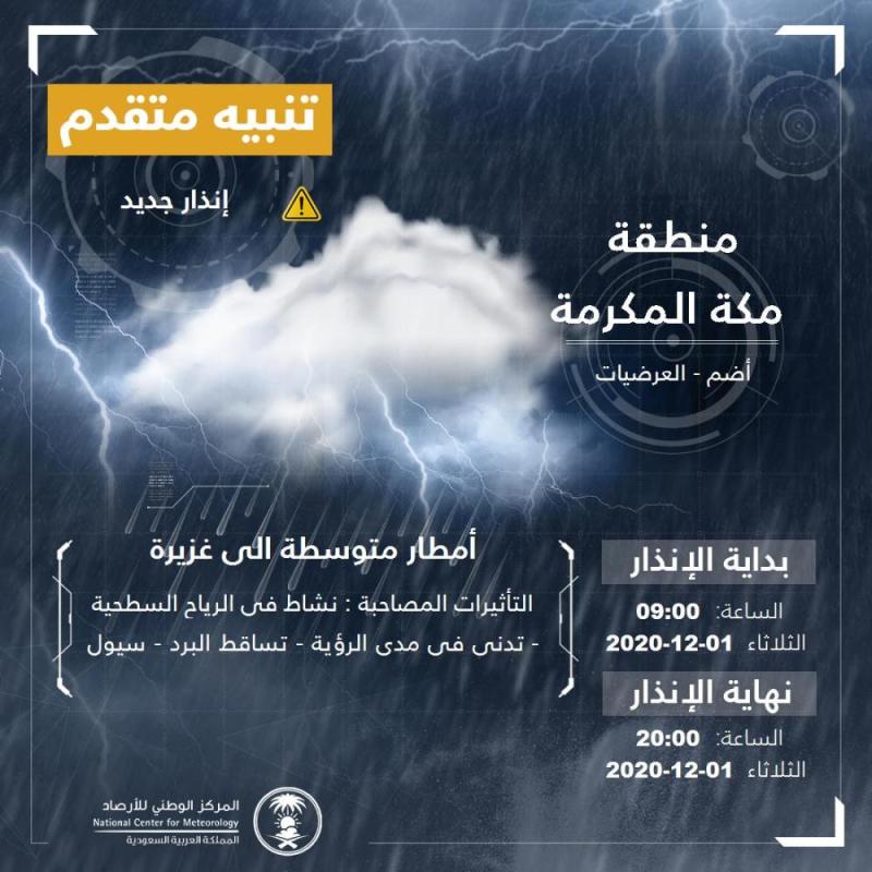أمطار مكة مستمرة حتى الـ 8 مساء