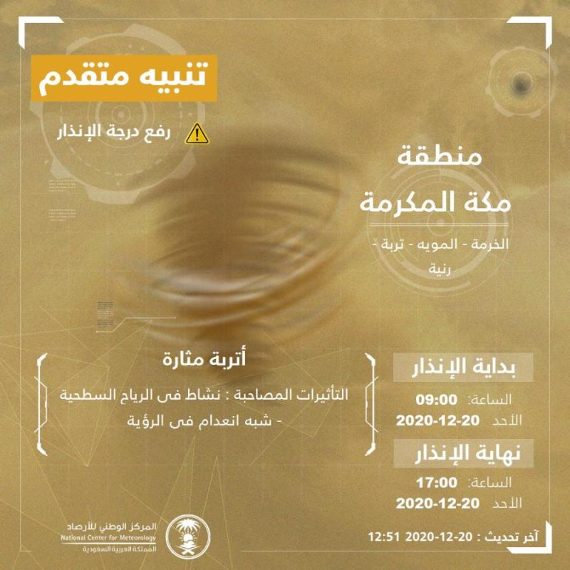 أتربة مكة مستمرة حتى الـ 5 مساءً