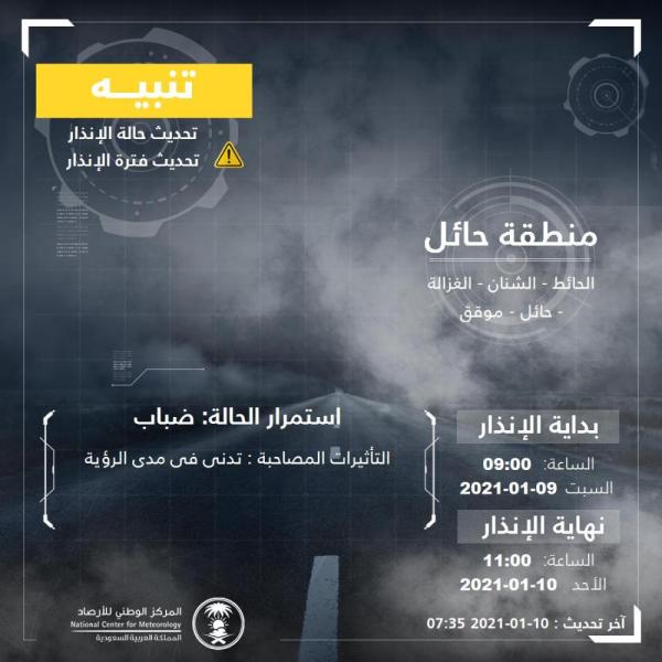 3 ساعات أمطار رعدية وضباب على حائل