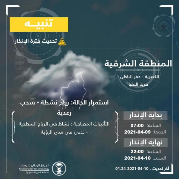 «الأرصاد»: رياح الشرقية مستمرة حتى الـ 10 مساء