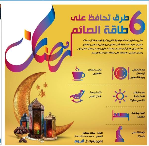 6 طرق تحافظ على طاقة الصائم