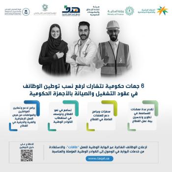 6 جهات حكومية تتشارك لرفع التوطين في عقود "التشغيل والصيانة" 