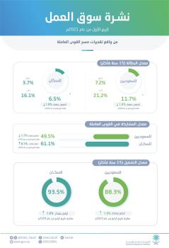 عاجل / الإحصاء : انخفاض معدل البطالة بين السعوديين إلى 11.7%