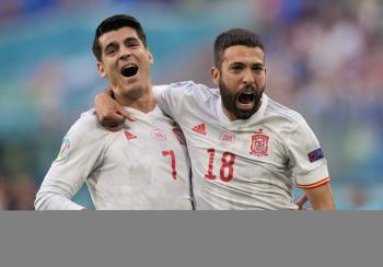 اسبانيا تتقدم على سويسرا بهدف جوردي آلبا