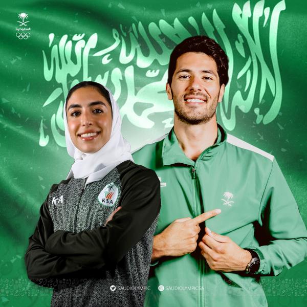 رضا والدباغ يرفعان علم المملكة في افتتاح الاولمبياد