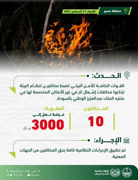 إيقاف 10 مخالفين لنظام البيئة