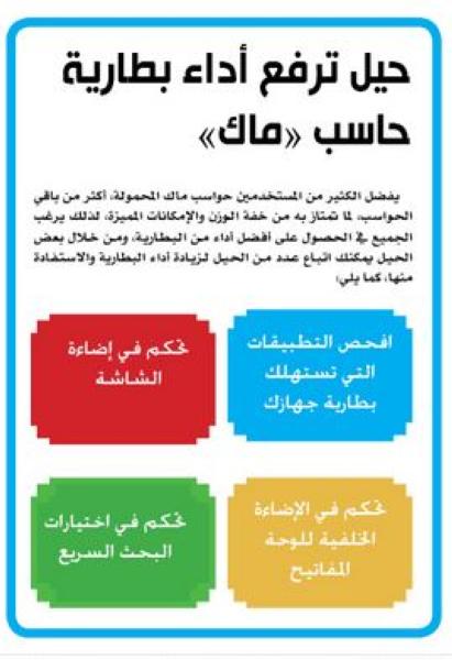 حيل ترفع أداء بطارية حاسب «ماك»