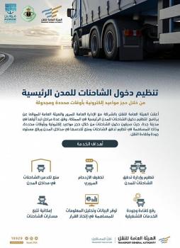 "النقل" تنظم دخول الشاحنات للمدن بمواعيد مجدولة إلكترونياً