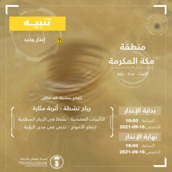 رياح وارتفاع الأمواج على محافظات مكة المكرمة