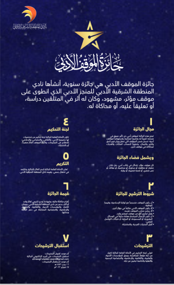 «أدبي الشرقية» يعلن عن «جائزة الموقف الأدبي»
