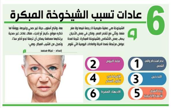 6 عادات تسبب الشيخوخة المبكرة