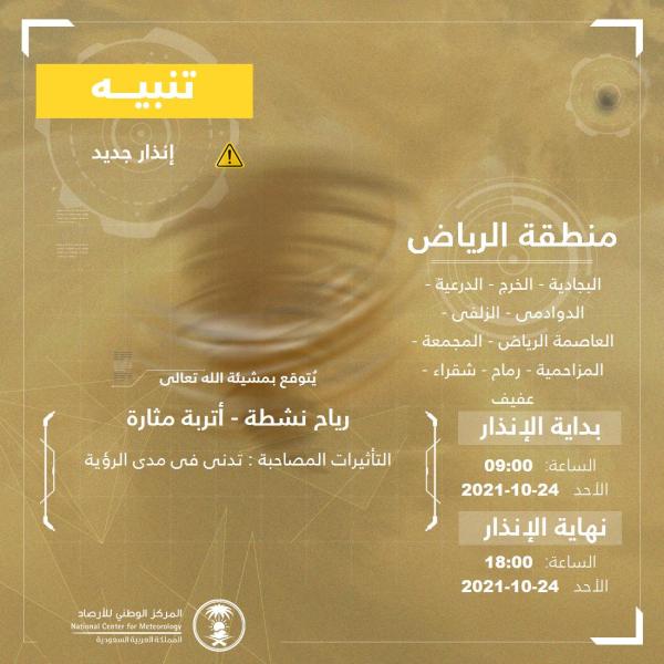 رياح نشطة على الرياض حتى 6 مساءً