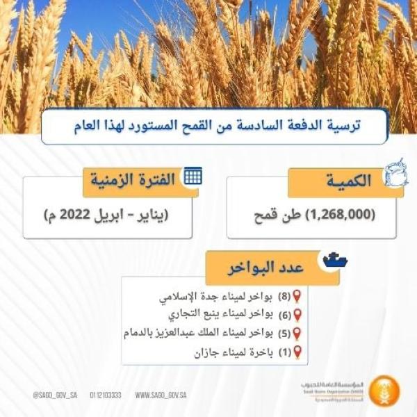 ترسية الدفعة السادسة من القمح المستورد هذا العام