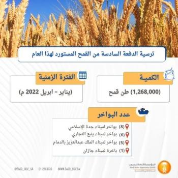 ترسية الدفعة السادسة من القمح المستورد هذا العام