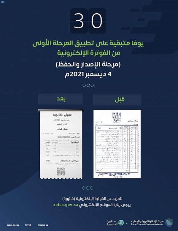 «الزكاة»: 30 يومًا متبقية على تطبيق الفوترة الإلكترونية